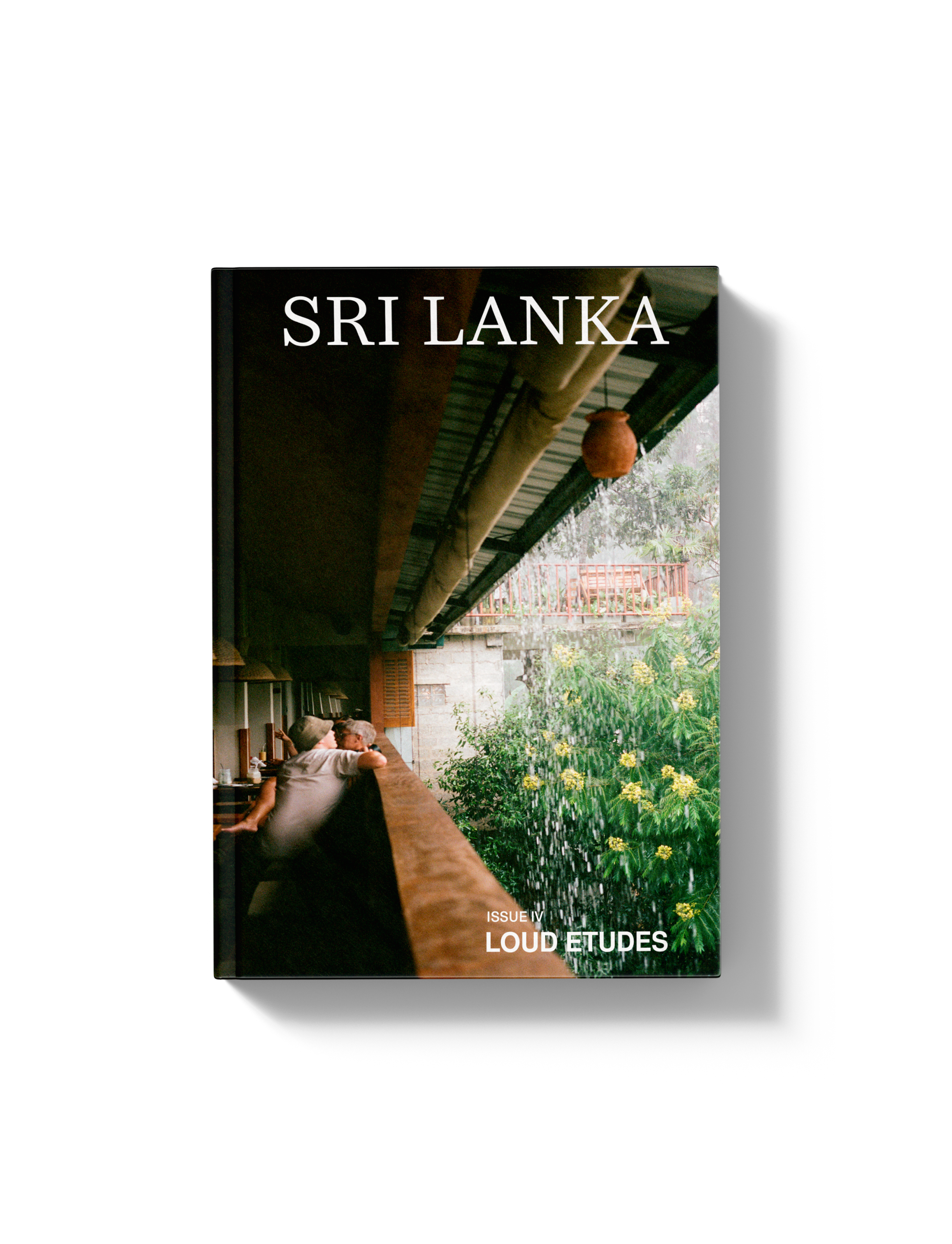 Travel guide cover of 'Sri Lanka' by Loud Etudes with a scenic view and people sitting on a bench—film photography by Loud Etudes